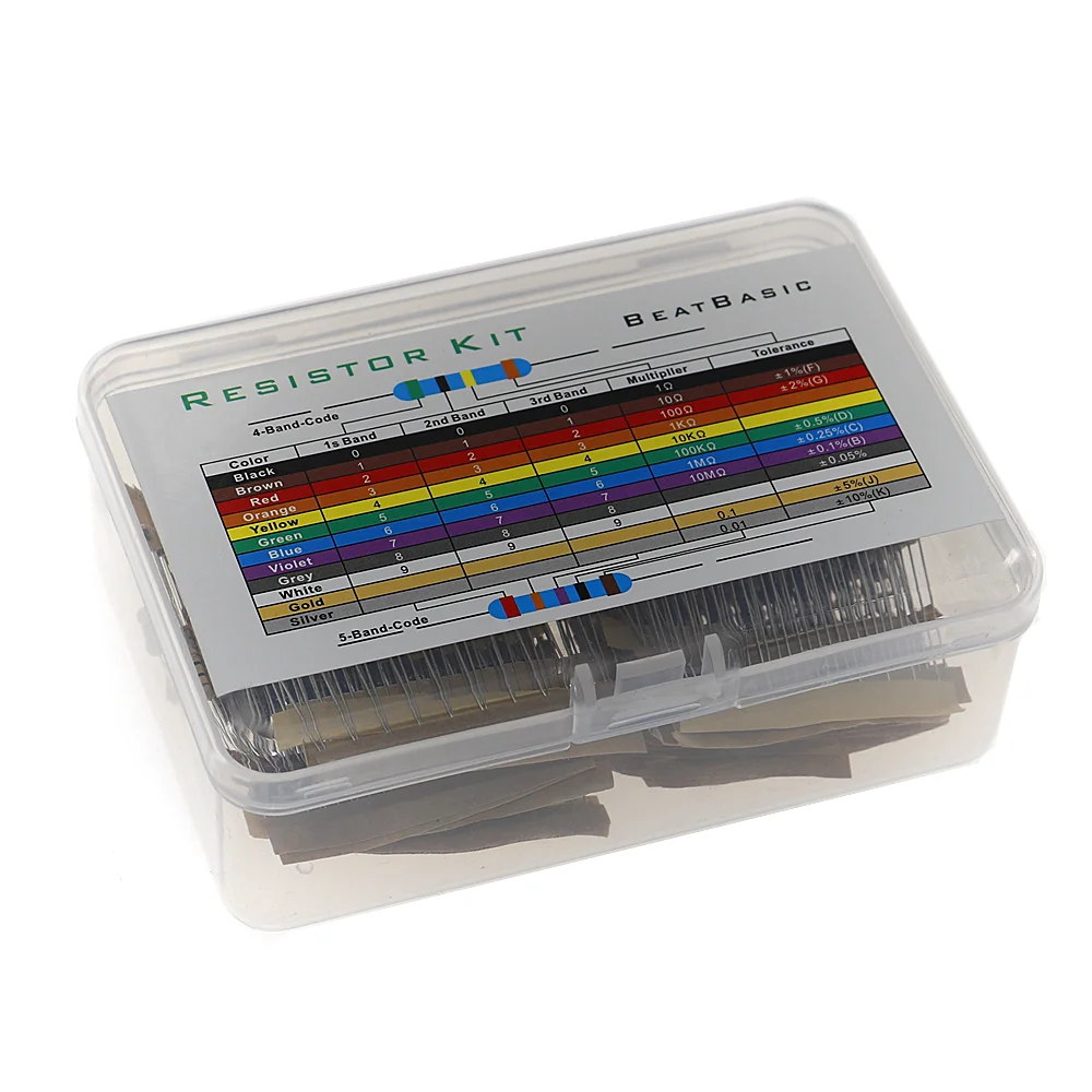 500 stücke 1/2W 0,5 W 5% Carbon Film Resistor 50 Werte 1.2Ω ~ 1MΩ Assorted Kit set mit box