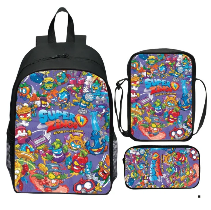 3 pz/set Super Zings zaino Mochila Bag Superzings borsa da scuola borsa da viaggio di moda borsa per Laptop con borsa a tracolla borse per penne