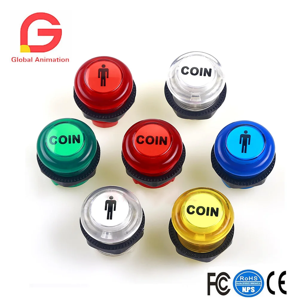 

3x 30mm Arcade China LED Push Button Built-in Switch 5V Illuminated Buttons Automatic Discoloration for Arcade Joystick parts