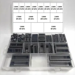 213Pcs/Box 2.54 1.778 mm Pitch DIP IC Sockets Solder Type Adaptor Assortment Kit (6/8/14/16/18/20/24/28/40/48 Pins)