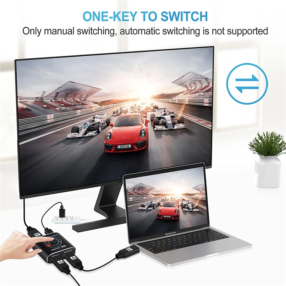 2026 Switcher HDMI 2.1-compatible 2 in 1 out Ultra 48Gbps 8K@60Hz 4K@120Hz Switch adapter With switch button For HDTV Projector