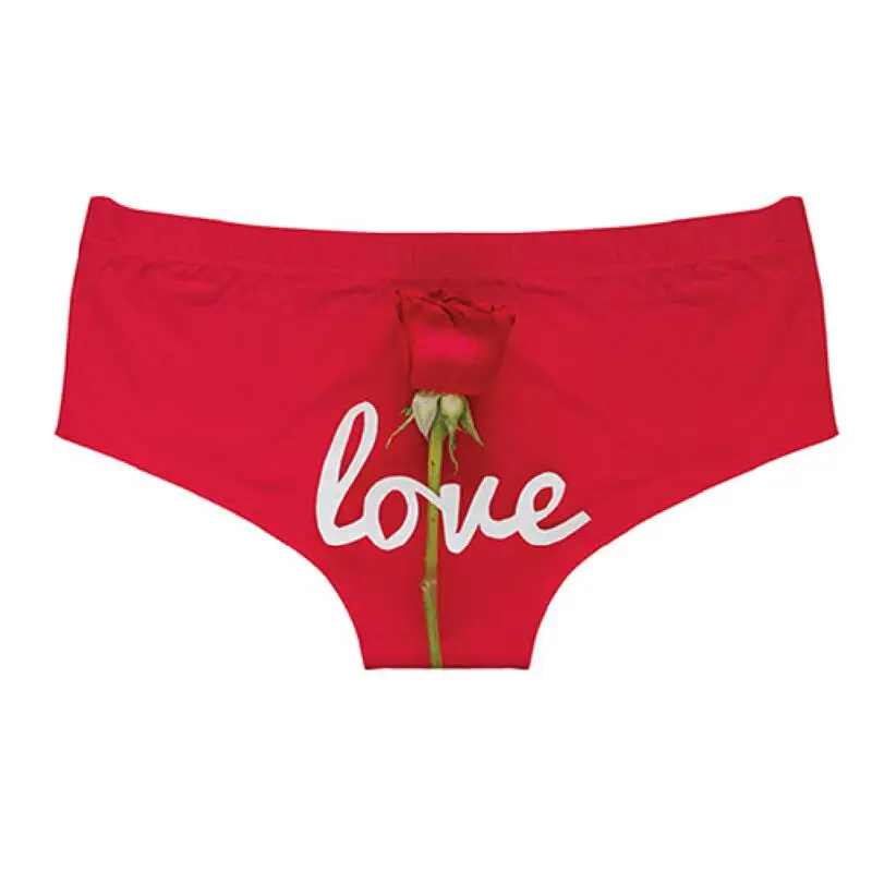Romantic Valentine\'s Day Women Panties Rose Love Letter Printed Girls Lingerie Elastic waistband Breifs Seamless Lady Underpants