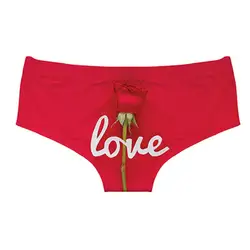 Romantic Valentine's Day Women Panties Rose Love Letter Printed Girls Lingerie Elastic waistband Breifs Seamless Lady Underpants