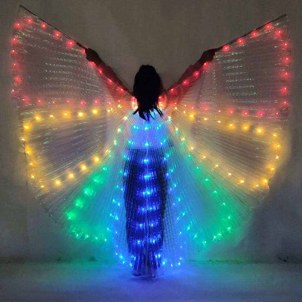 Ruoru LED Angel Wings Girls Belly Dance Costumes Kid Child Isis Wings LED Props Shining Light Party Dress Butterfly Dancewear