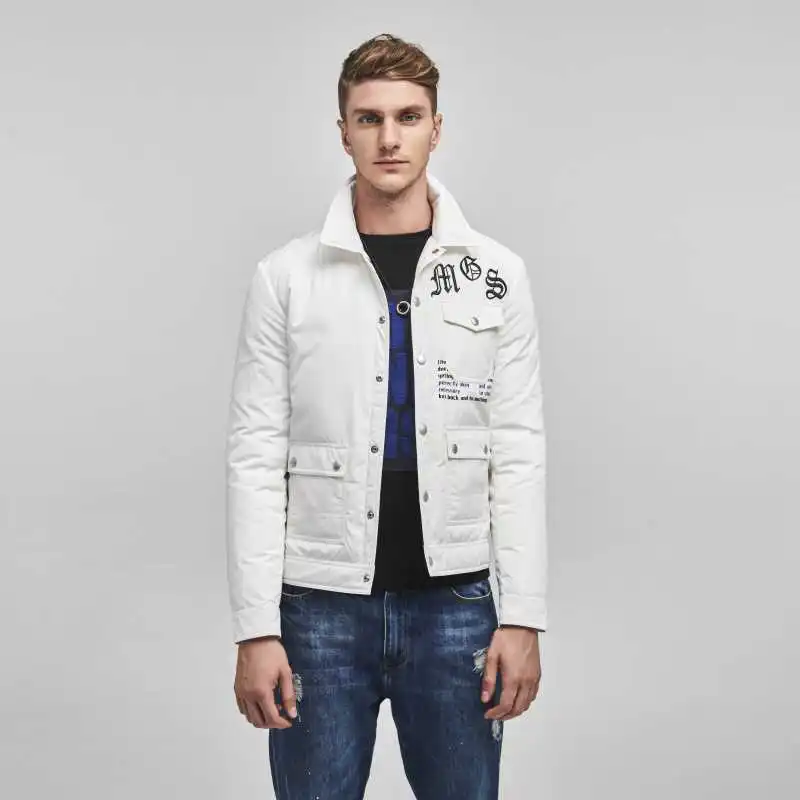 Blouson en duvet de canard blanc pour homme, coupe courte et Slim, col montant, vêtement chaud d\'extérieur, collection hiver 2021