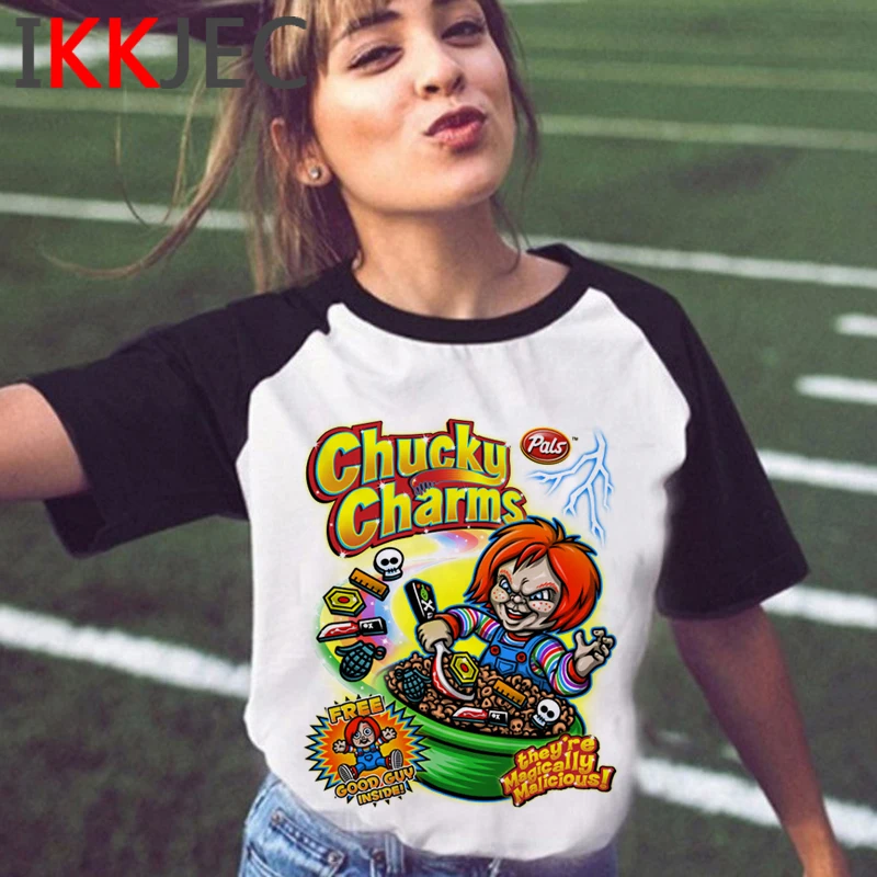 Cool Chucky Horror Anime Harajuku T Shirt Men Unisex Streetwear Couple T-shirt Funny Cartoon Grunge Tshirt Fashion Top Tees Male