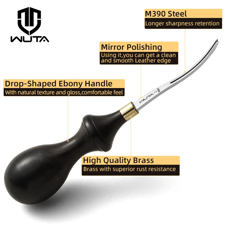 WUTA Leather Edge Beveler PRO Skiving Craft Work Tools M390 Die Steel Ebony Handle Cutter Edger Creaser Skiver available 6Size