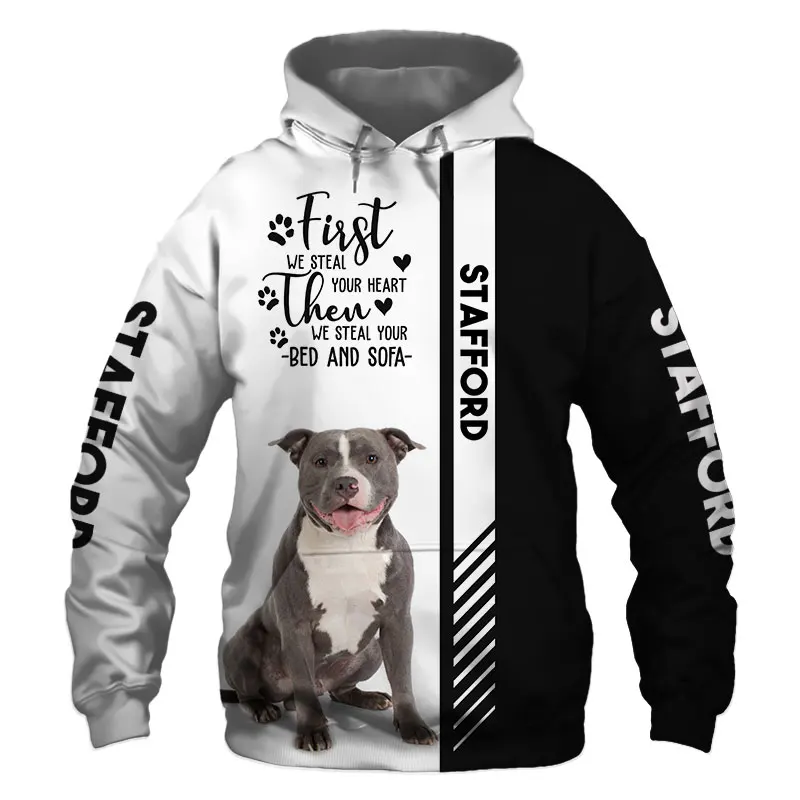 Staffordshire Bull Terrier 3D Printed Unisex Deluxe Hoodie Men/Women Sweatshirt Streetwear Zip Pullover Casual Jacket Tracksuit