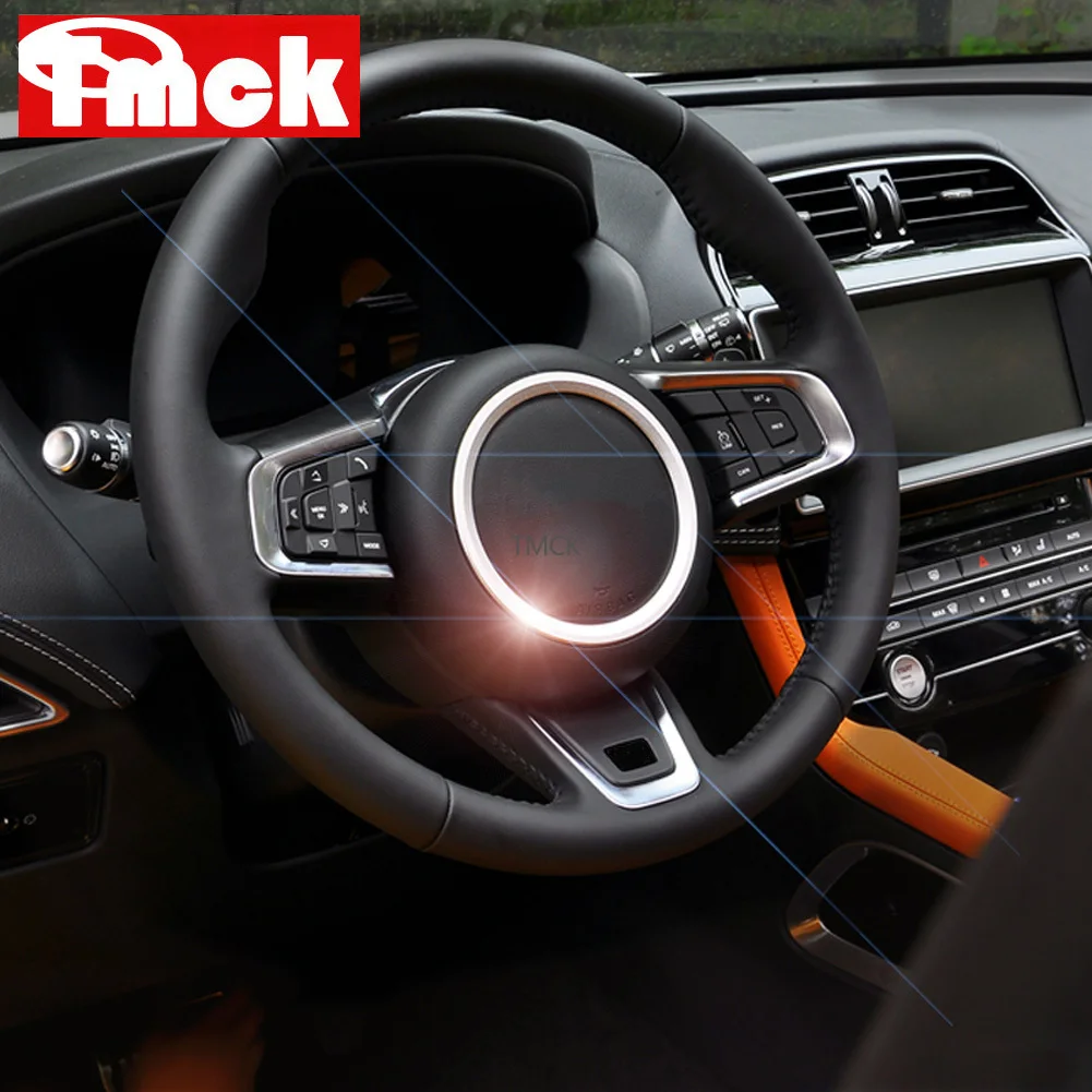 ABS Chrome Car Accessories Steering Wheel Ring Sticker Logo Frame Trim for Jaguar F-Pace X761 XE X760 XF/XFL X260 E-PACE F-TYPE