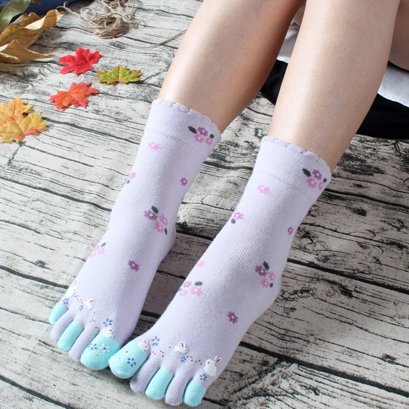 3 Pairs Cotton Five Finger Socks Rabbits Novelty Toe Socks Kawaii Japan Socks With Separate Toes