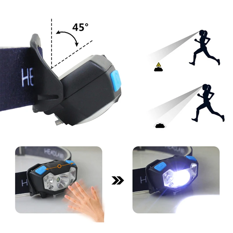XP-G Q5 Powerfull Headlamp Usb Rechargeable LED Headlight Body Motion Sensor Head Flashlight Hiking Fishing Torch Light Lamp