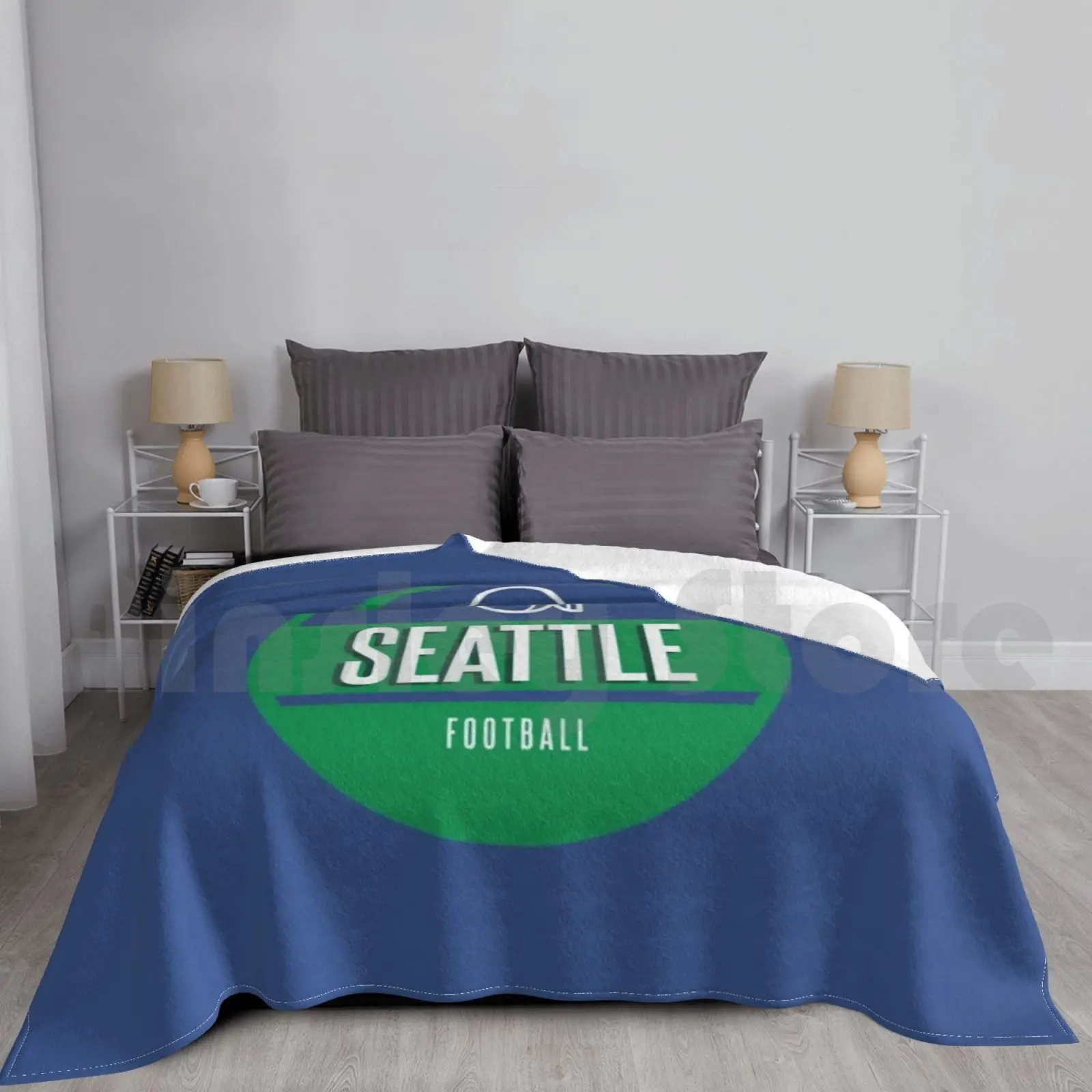 Manta de fútbol Retro de Seattle, moda personalizada, logotipo de fútbol de Seattle, logotipo de fútbol de Seahawks, Retro Vintage