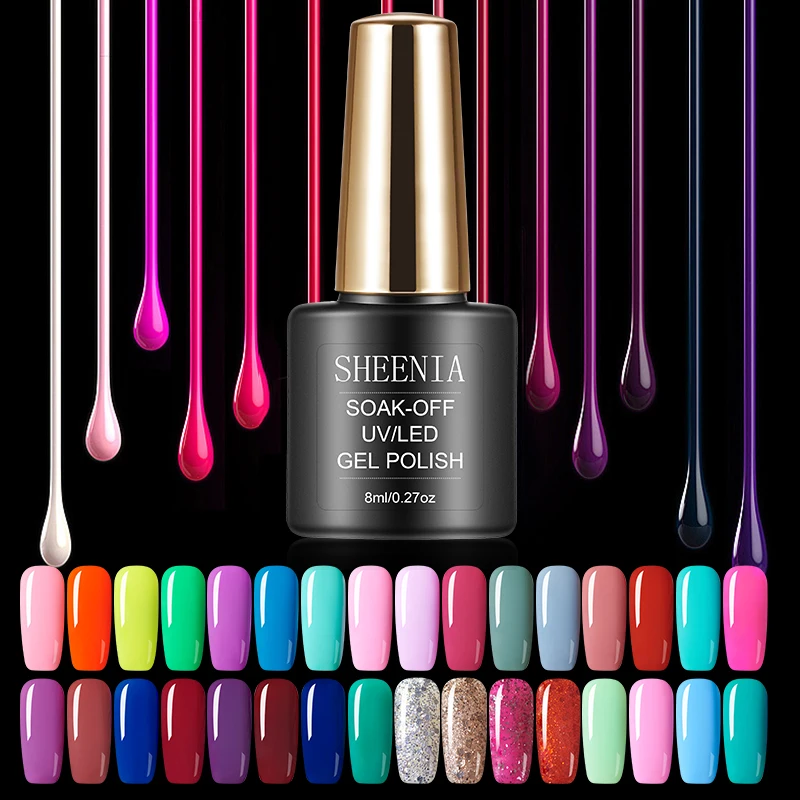 SHEENIA Gel Nagellack Lacke 60 Farben Semi Permanent Basis Top matt Benötigen UV LED lampe Maniküre Farbe Hybrid Nägel gel Polnisch