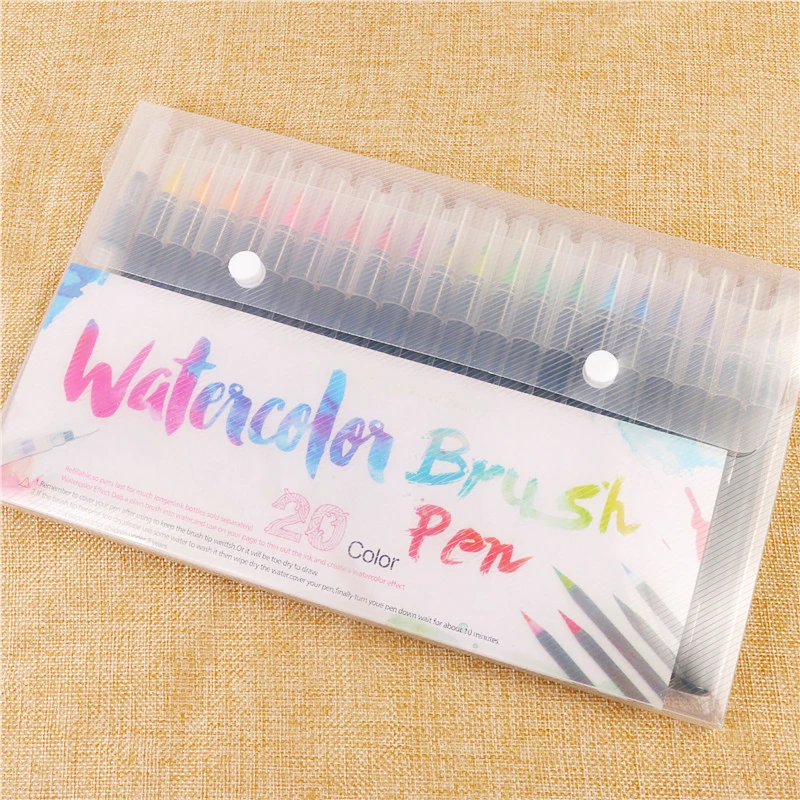 20 Colors Watercolor Brush Pen Set Premium Soft Tip Color Writing Drawing Markers Painting Waterbrush Paintbrush Art Supplies