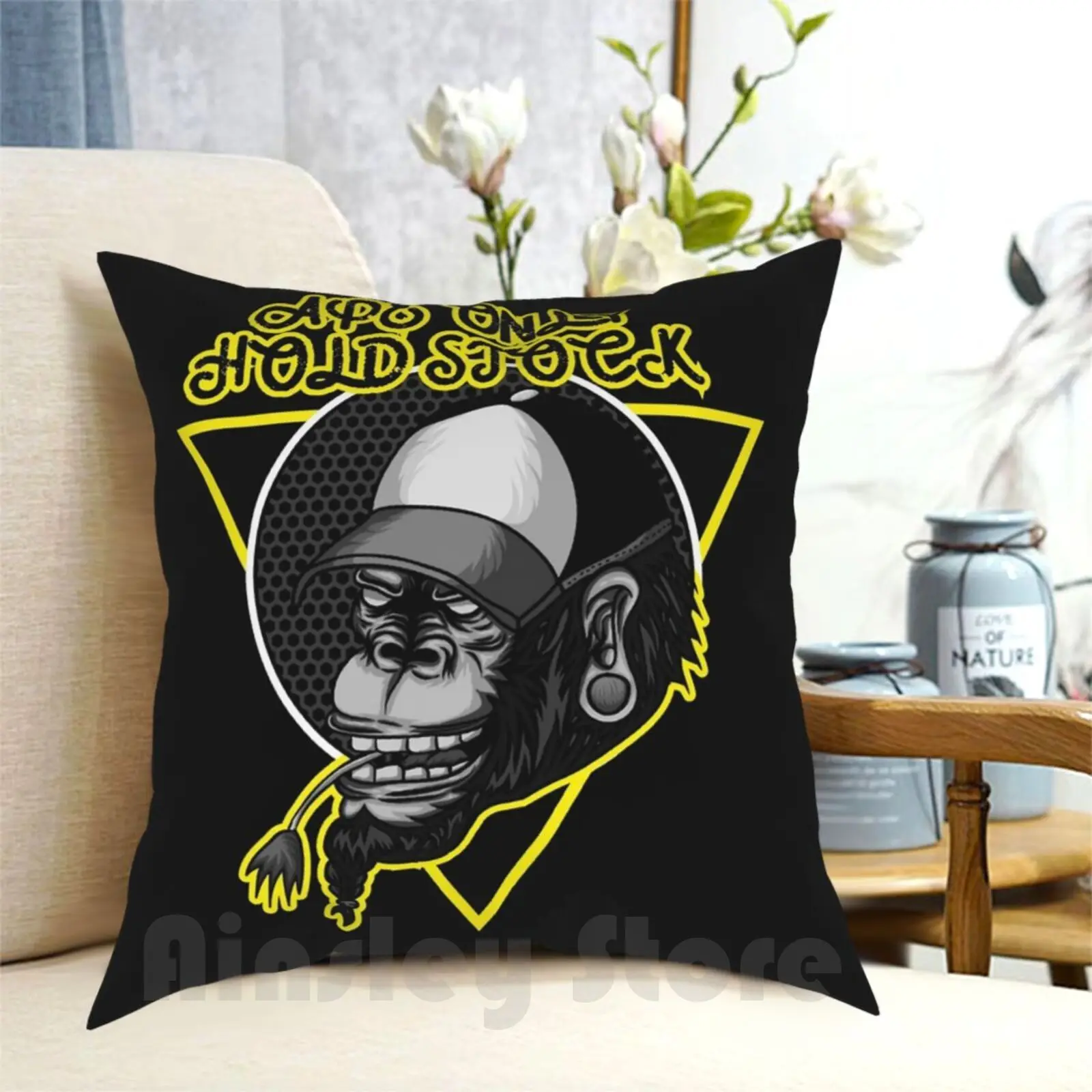Ape Only Hold Stock Pillow Case Printed Home Soft DIY Pillow Cover Ape Onlya Hold Stocks Ape Only Hold Stock Analysis Ape