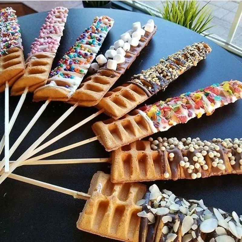 Nieuwe Aankomst Commerciële Kerstboom Wafel Machine Lolly Wafel Stok Maker Roestvrij Staal Snack Apparatuur Keuken Apparaat