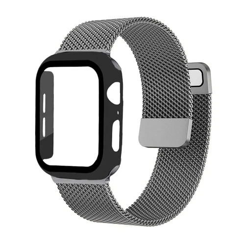 Imagen 2 del producto Cristal, funda y correa para Apple Watch, banda de 45mm, 41mm, 38mm, 40mm, 42mm, 44mm, pulsera protectora de pantalla, lazo magnético para iWatch 5 4 3 6 SE 7
