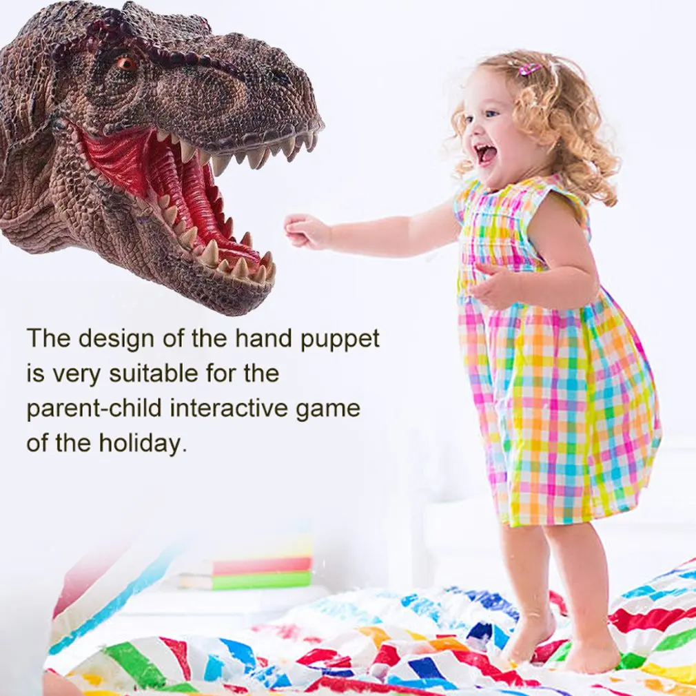 New Dinosaur Hand Puppets Soft Rubber Dinosaur Toys Jurassic Raptor Realistic Puppet Dinosaur Head Hand Puppet Figure Toys