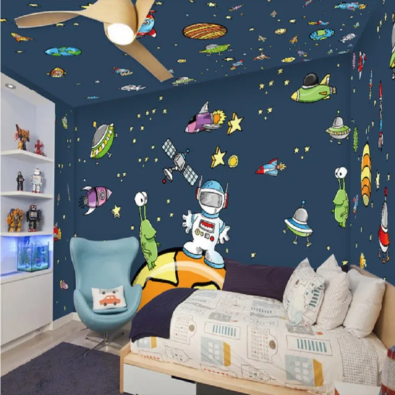 Hot-Sale Window Film Custom Size Static Cling Removable Cartoon Spaceship Rocket Star Mural Frosted Tint-Film 50cmx100cm