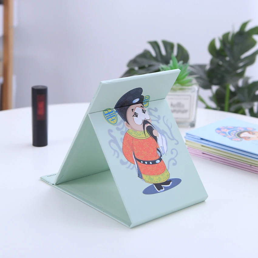 Sáng Tạo Hoa Văn Kinh Kịch Vanity Mirror Gấp Di Động Máy Tính Để Bàn Gương Trang Điểm Bỏ Túi Phối Gương Bé Gái Đựng Mỹ Phẩm Dụng Cụ