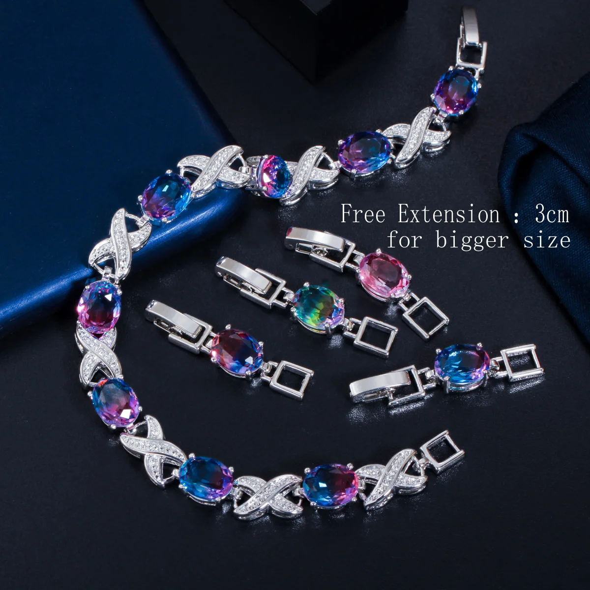 CWWZircons Mystical Beautiful Rainbow CZ Crystal Bracelets Bangle for Women Fashion Brand Fine Jewelry Accessories Gift CB245