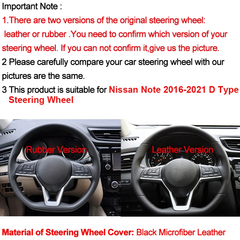 Hand Sewing Red Top Marker Car Steering Wheel Cover For Nissan Note 2016 2017 2018 2019 2020 2021 D Type Braid on Steering-wheel