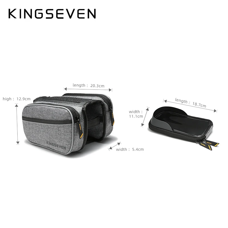 KINGSEVEN Bicycle Front Bag 1.4L Touch Screen Cycling Phone Bag MTB Mountain Road Waterproof Top Tube Frame Bag Bike Accessories