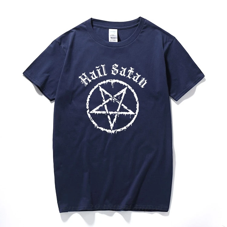 Hail Satan T-Shirt Pentagram rock goth unholy satanic punk emo alternative Gift Top Fashion streetwear tee shirt homme