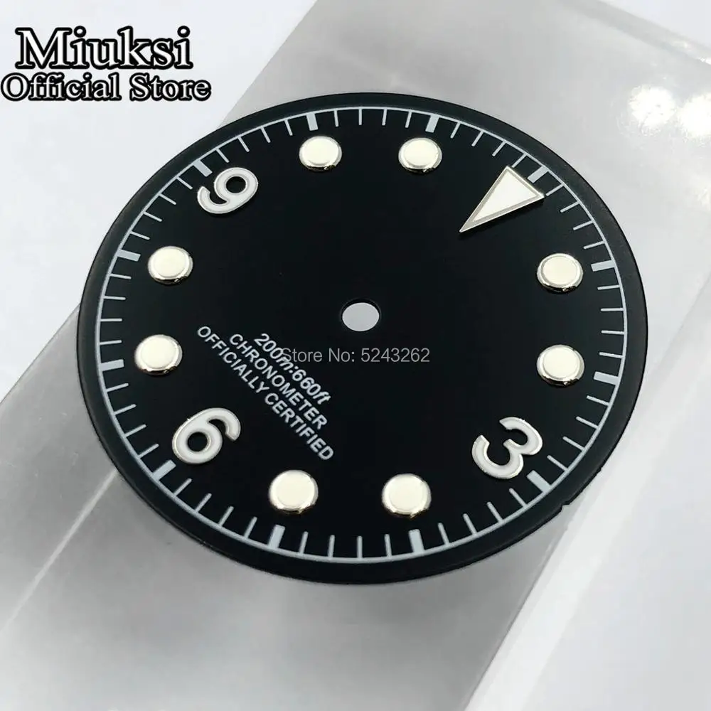 Miuksi 30.5mm black coffee watch dial luminous fit NH35 NH36 ETA2824 2836 Mingzhu DG2813 3804 Miyota 8205 8215 821A movement