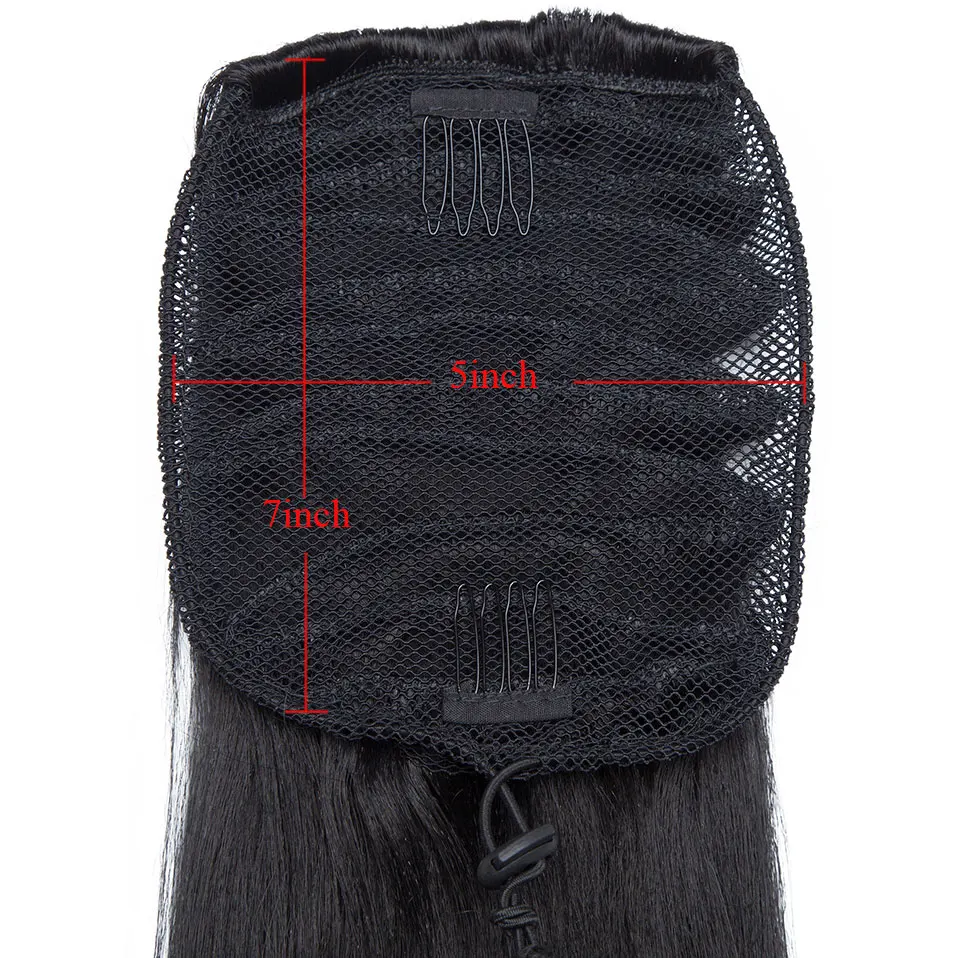 S-noilite Synthetic 22inch Afro Yaki Straight Ponytail Clip In Ponytail Hair Extension Drawstring Ponytail Hair For Women