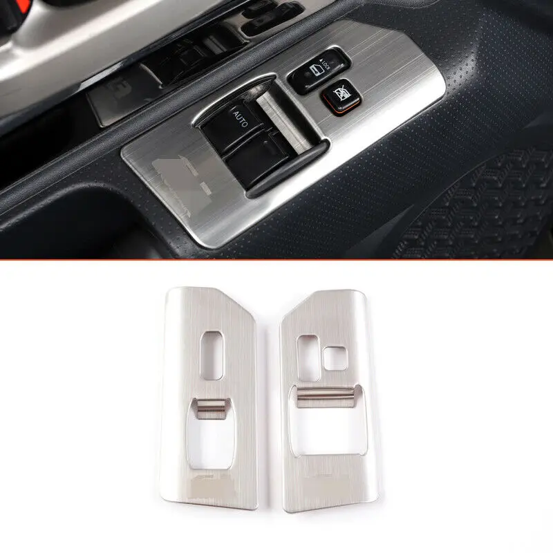 Fits For FJCruiser 2006-2010 Car Stainless Silver Car Window Glass Switch Button Cover Trim Moulding Styling Accessories 2PCS