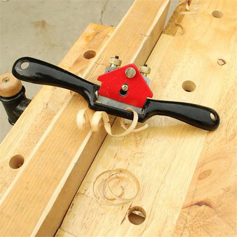 Adjustable Plane Spokeshave Woodworking Hand Planer Trimming Tools 9 Inch Wood Hand Cutting Edge Chisel Tool with Screw