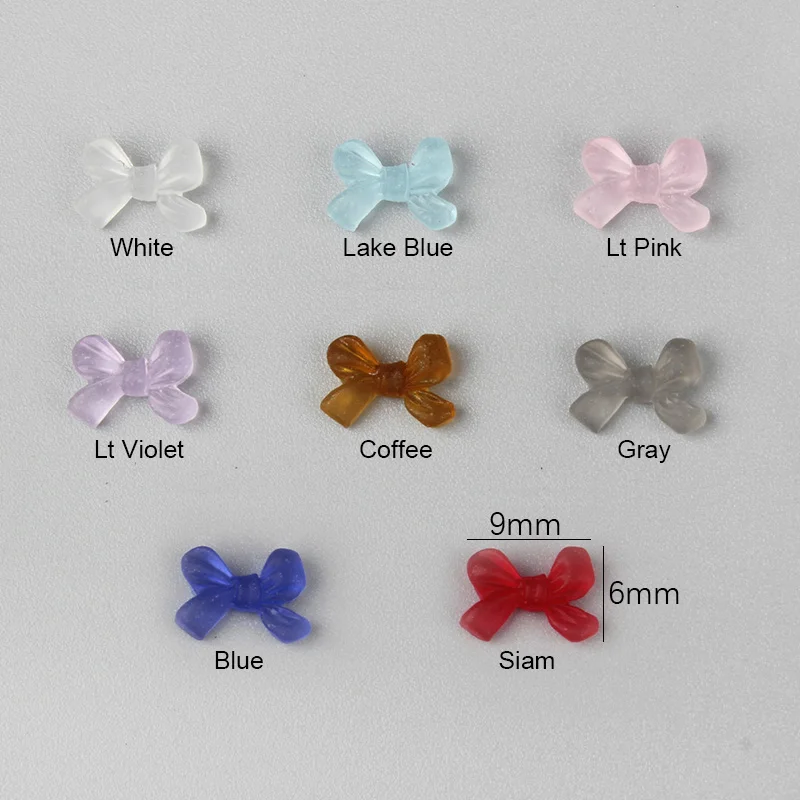 Resin Candy Colors Bow Knot 6x9mm Charm Nail Art Rhinestones 30PCS/100PCS Nail Decorations Accessories