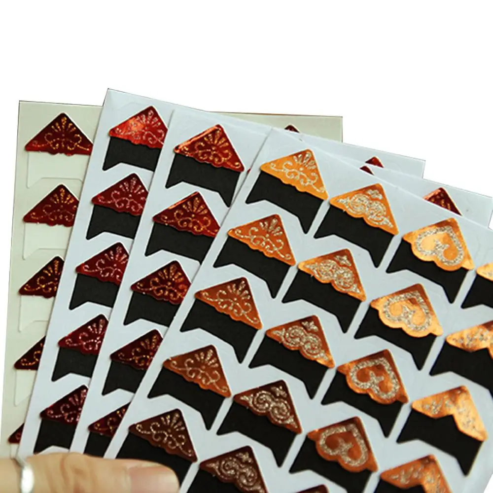 96 pcs/lot (4 sheets) DIY Gold dust Corner Paper Stickers for Photo Albums Frame Decoration Paste Album Scrapbooking