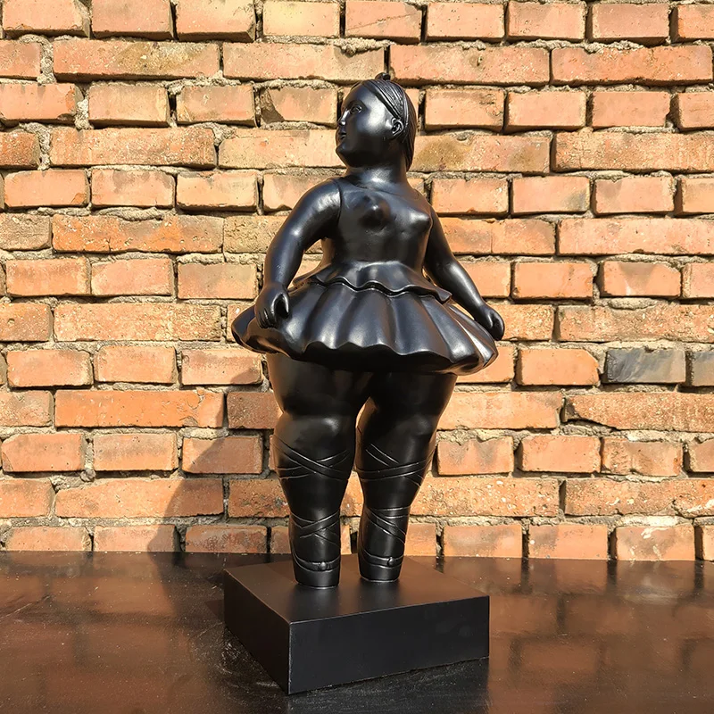 Fat Girl Dancer Bronze Statue Bronze Dancing Fat Lady Sculpture Abstract Ballerina Cute Bronze Artwork Gifts Home Decoration