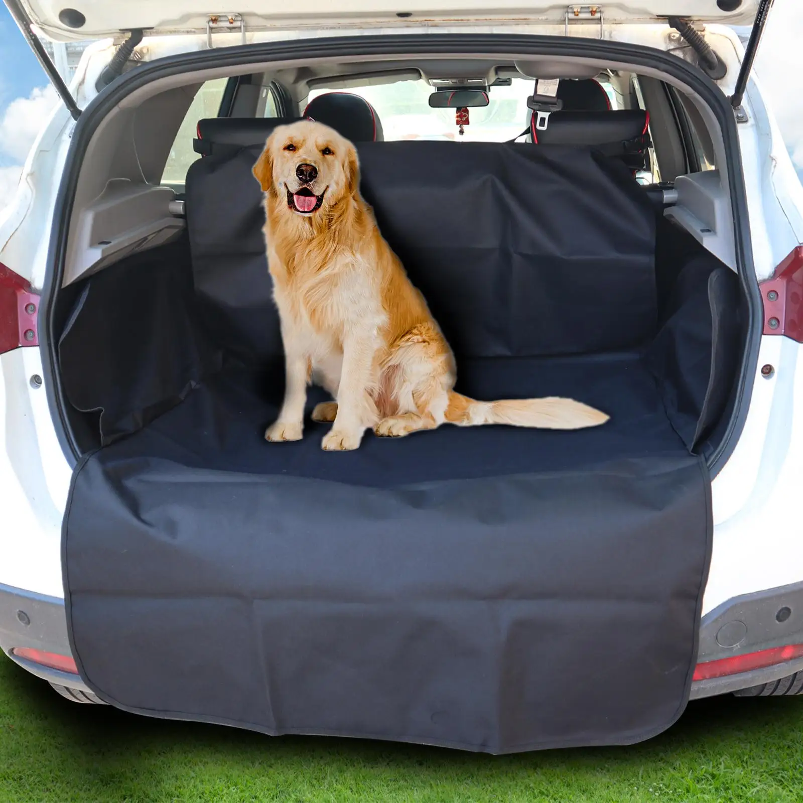 Larger 2In1 Waterproof Car SUV Hatchback Rear Back Seat Cover Pet Dog Boot Mat Cargo Liner Trunk Tray Bumper Tray Protector