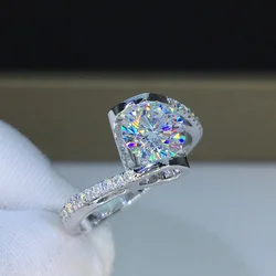 Anillo de Plata de Ley 925 para mujer, joyería de circonita de 2 quilates, regalo de boda, novedad