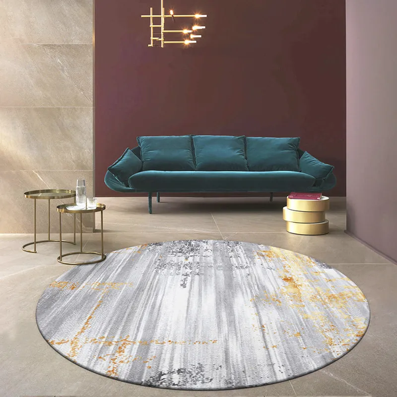 Nordic Abstract Round Carpet for Living Room Coffee Dining Table Mat Modern Parlor Round Rug Thick Bedroom Carpet Study Home