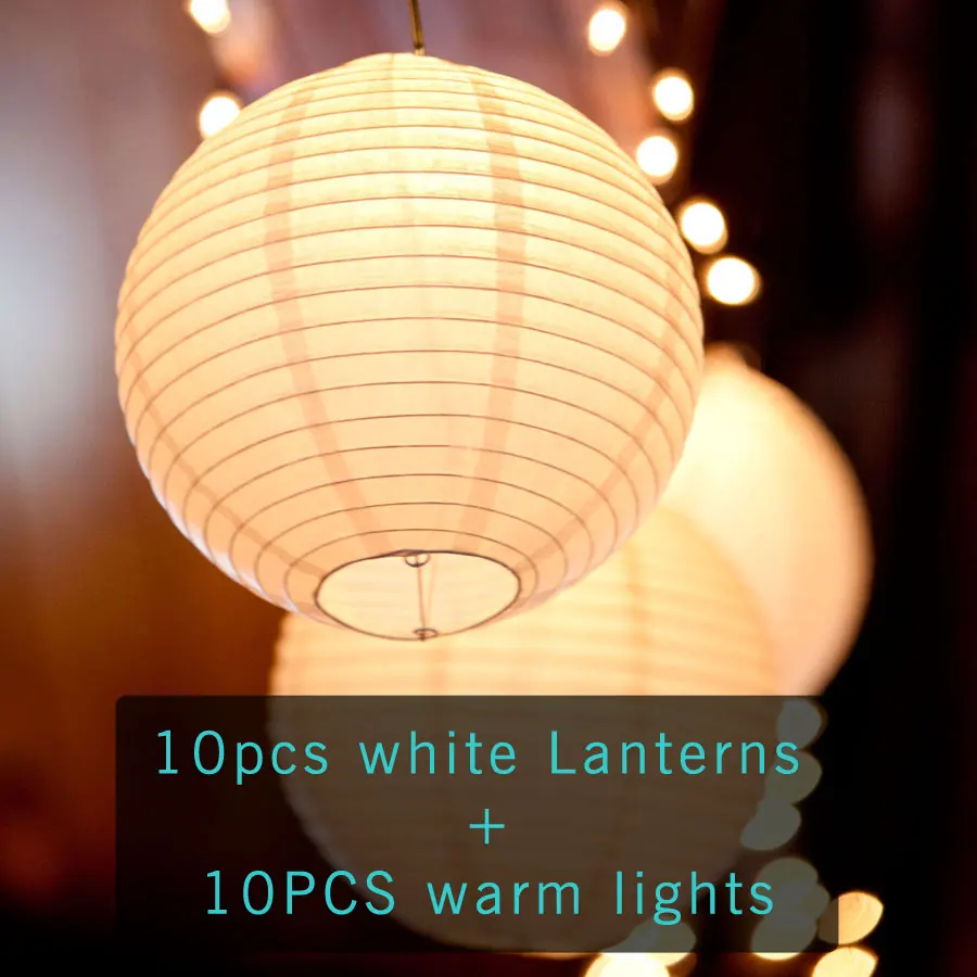 20 Lampions Papier Blanc Ronde 6-12 Pouces Avec LED – Lot Mariage, Anniversaire, Décoration Maison & Fête, Lanterne Pliables