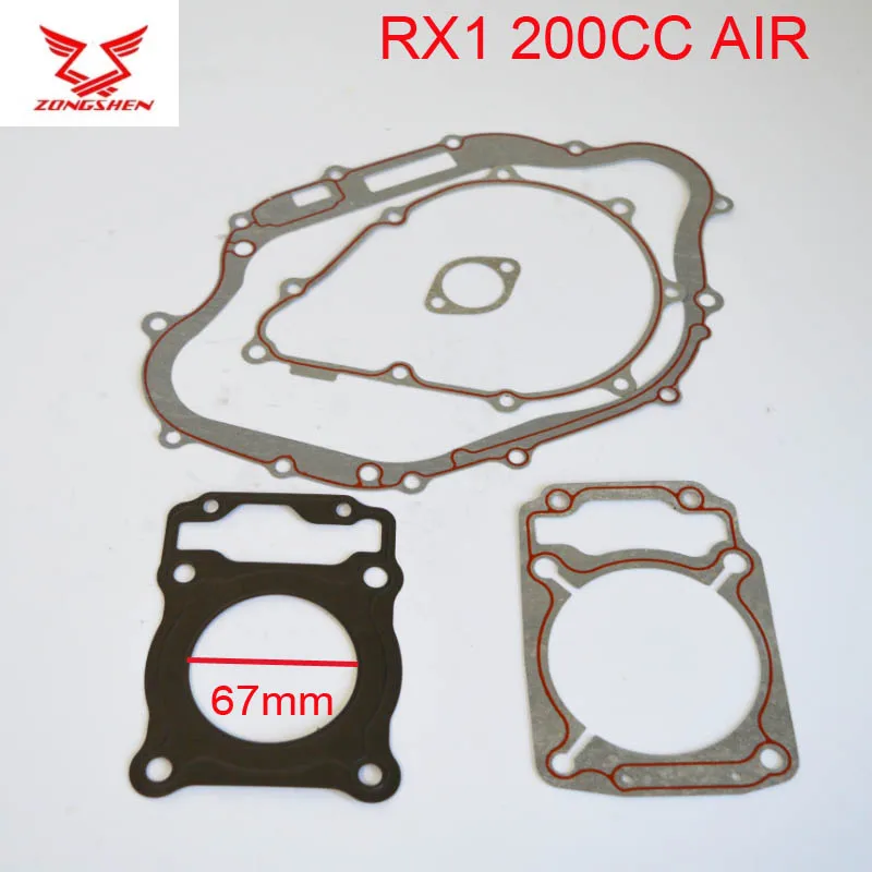 zongshen 200cc motorcycle  RX1 RX1S 200cc ZS200-51 67mm engine gasket cylinder head gasket accessories free shipping