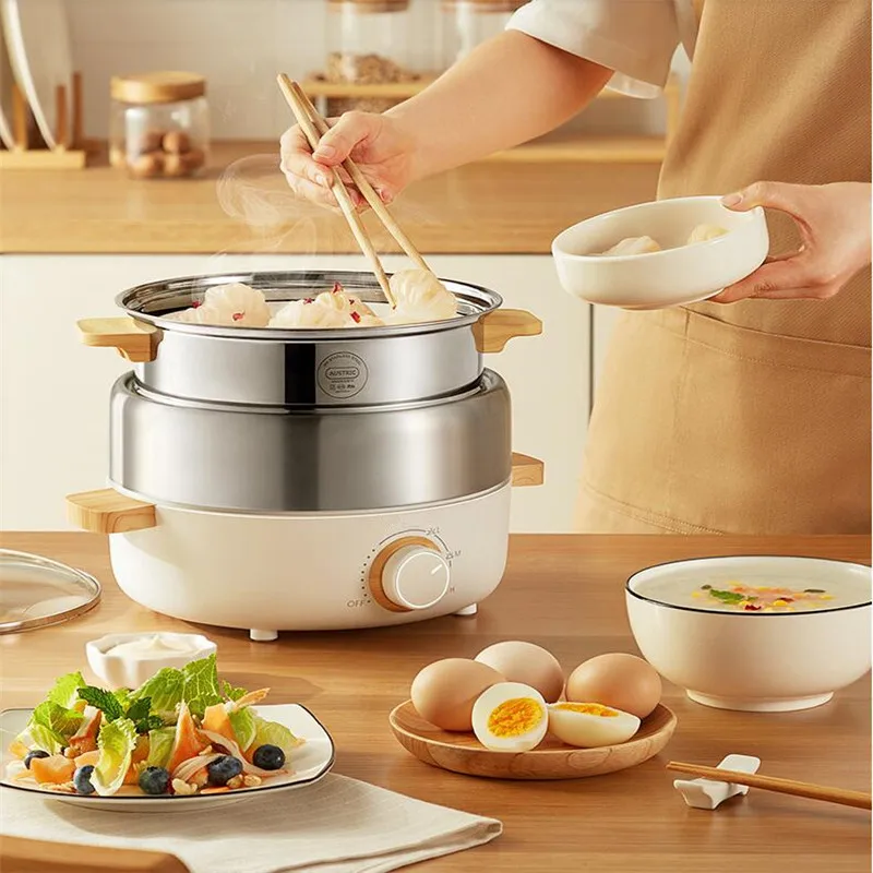 220V 3L Household Multi Cooker Electric Hotpot Cooker Multifunctional Frying Pan Pot Cooking Steaming Machine