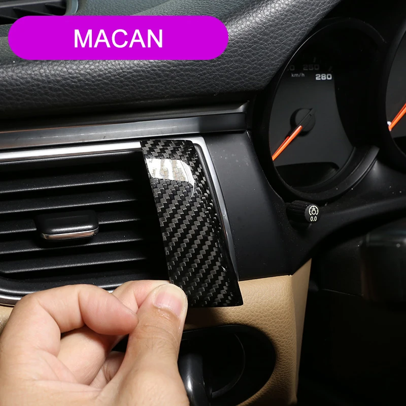 Real Carbon Fiber Car Central Control Decorative Strip Instrument Panel Protective Shell For Porsche Macan Auto Parts Interior