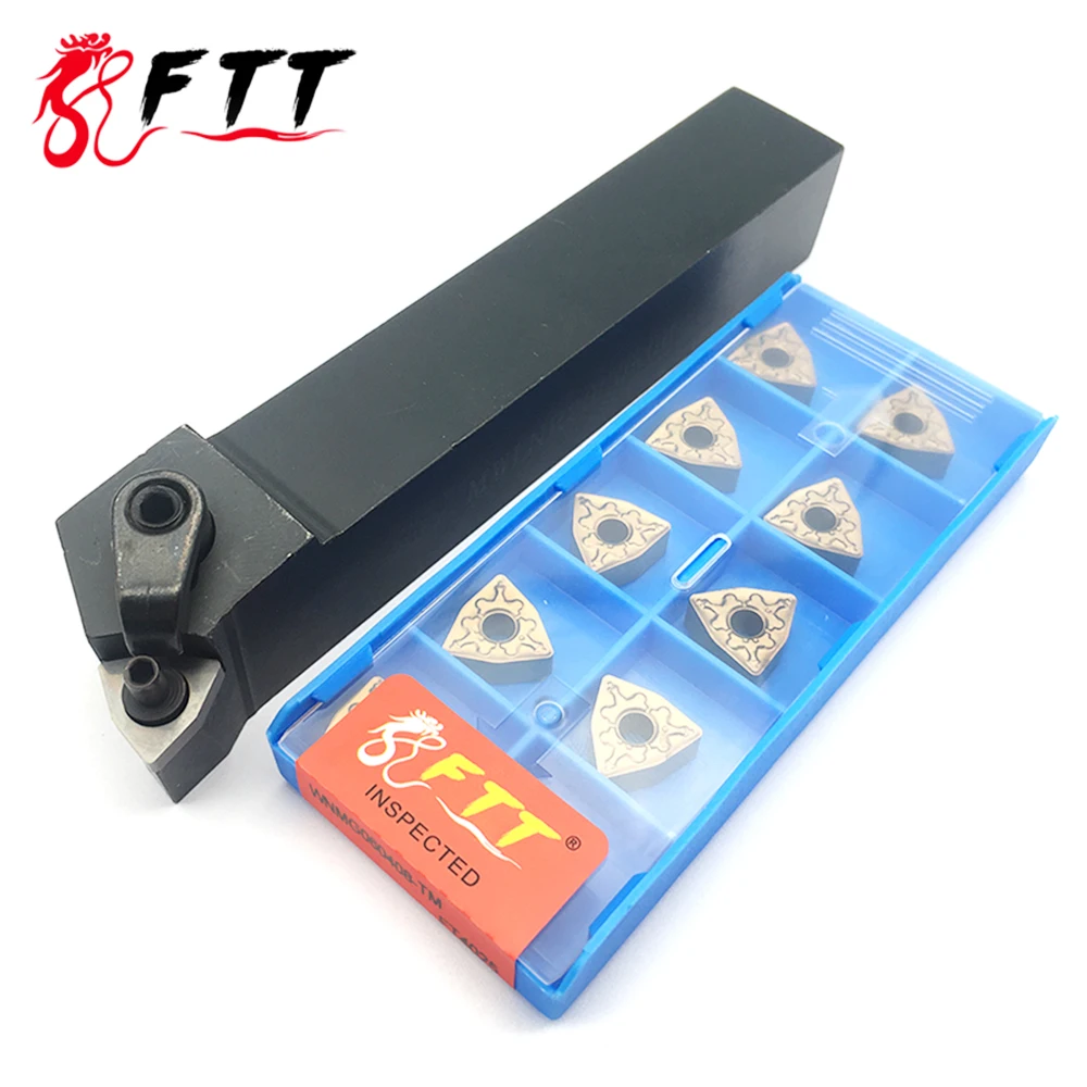 10pcs WNMG060408 TM FT4025 Inserts External Turning Tool MWLNR Cutting Carbide Insert 1pcs MWLNR2020K06 Holder For Lathe