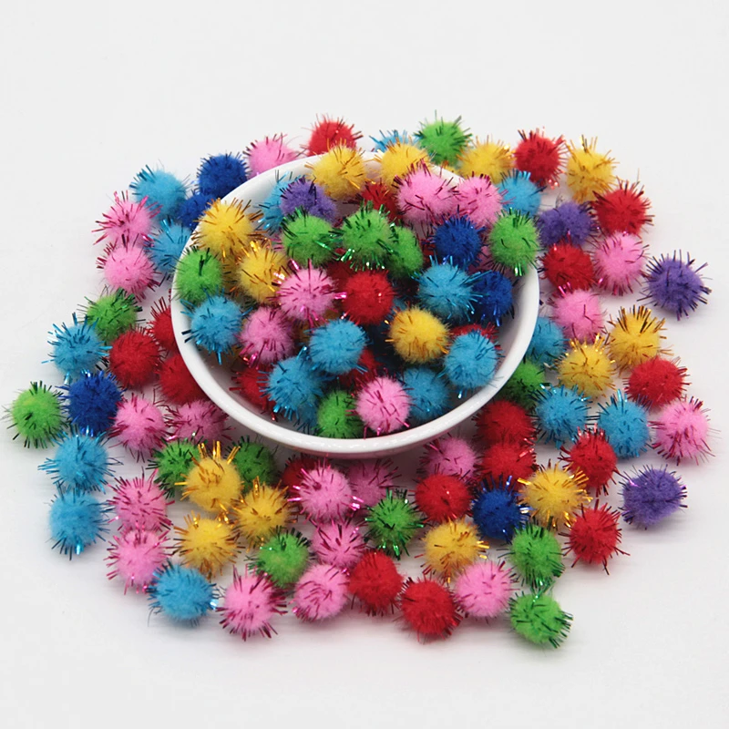 Glitter Pompom 10/15/20/25/30mm Mix Color Christmas Pom Pom Fur Craft DIY Soft  Plush Ball Pompoms Hair Root Diy Children Toys