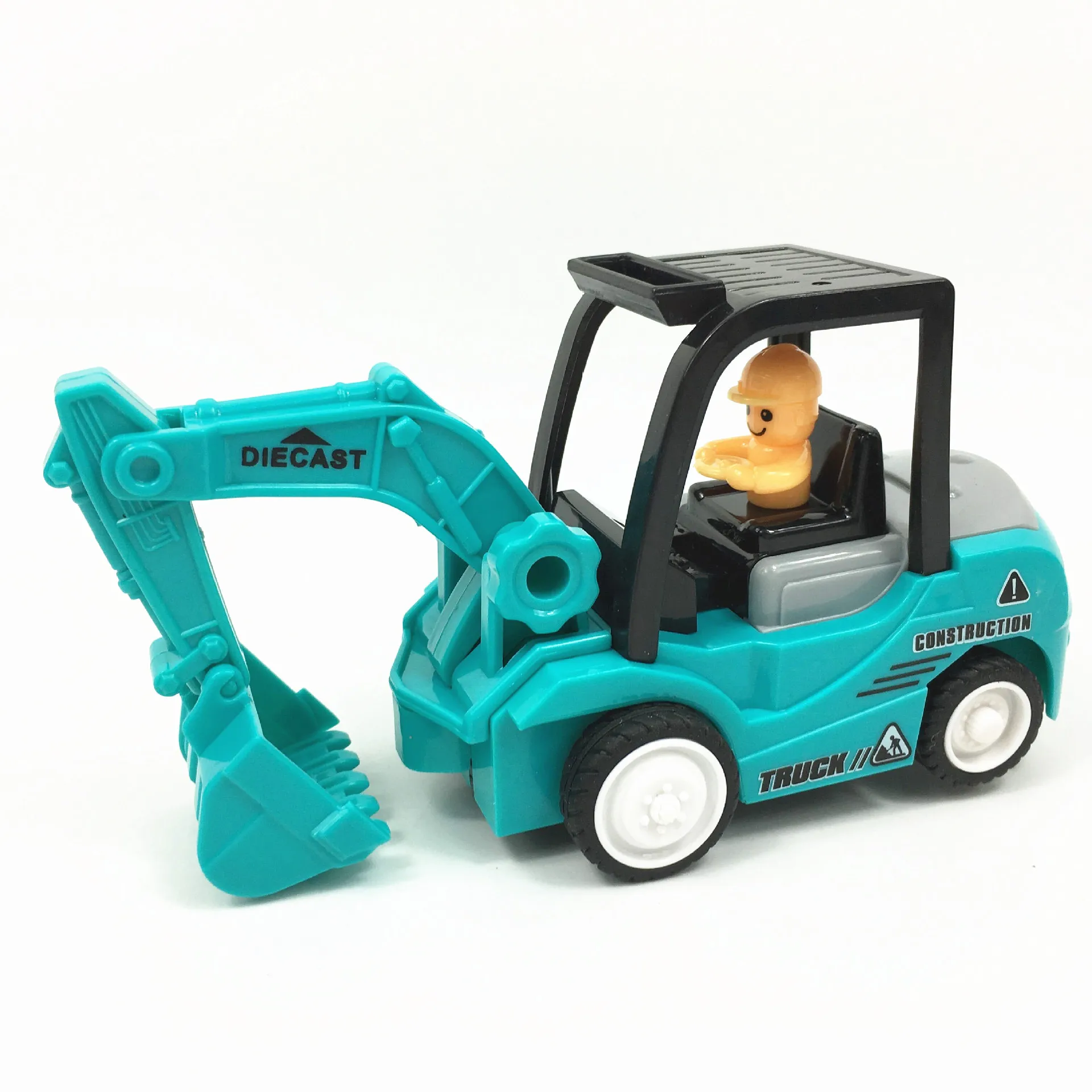 Inertia Engineering Vehicle Excavator Forklift Loader Roller Model Pull Back Toy