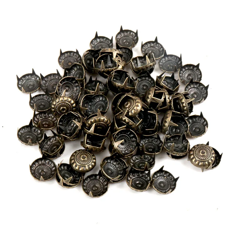 50 sztuk mieszane okrągłe metalowe brązowe cztery łączniki Brads kolce Scrapbooking zdobienie rzemiosło Pushpin szpilki dekoracje 11mm