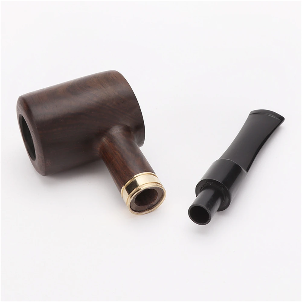 Portable Solid Wood Tobacco Pipe Traditional Style Natural Ebony Wooden Cigarette Filter Handheld Smoking Pipe For Men\'s Gadgets