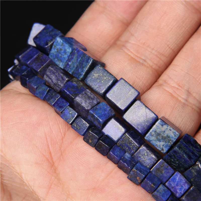 Lapis Lazuli 4/6/8mm Cube Square Beads Natural Stone Agates Loose Spacer Beads For Jewelry Making DIY Necklace Earrings Bracelet