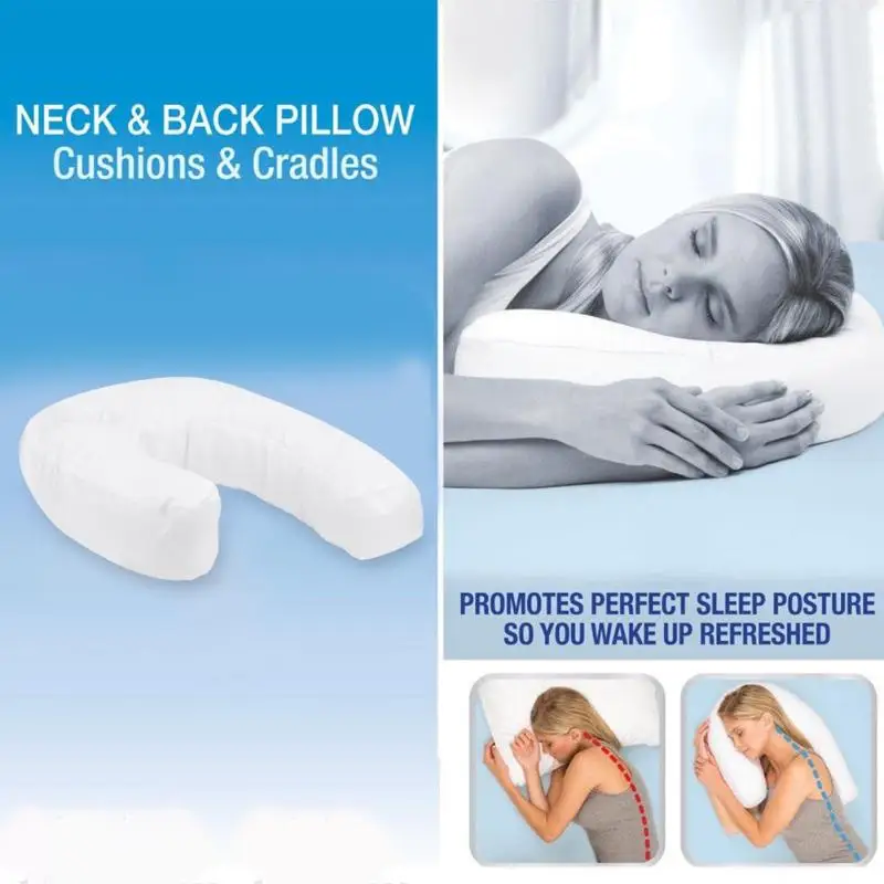 1pc Health Care U Shaped Neck Back Sleep Side Pillow Neck Spine Protection Hold Cushion Hold Neck Spine Protection Cotton Pillow