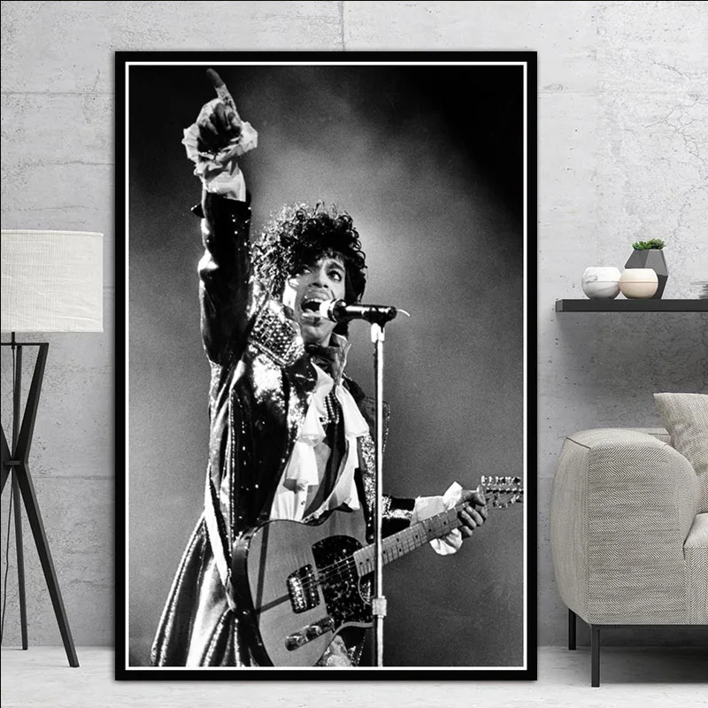 Prince Rogers Nelson Black White Rock music Singer Pop star Poster Prints Art Painting Wall Pictures For Living Room Home Decor